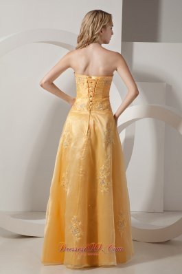 Organza Prom Dress Style Gold Beads Embroidery