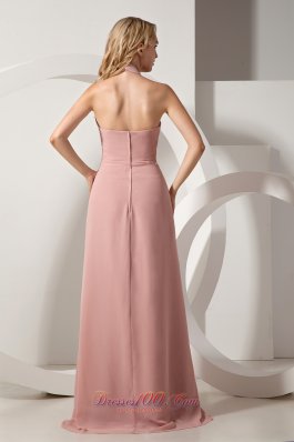 Simple Design Bridesmaid Dress with Brush Halter