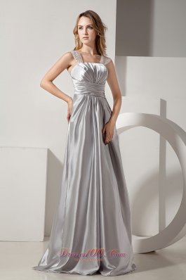 Silver Straps Beaded Prom Dress 2013 Satin Ruching