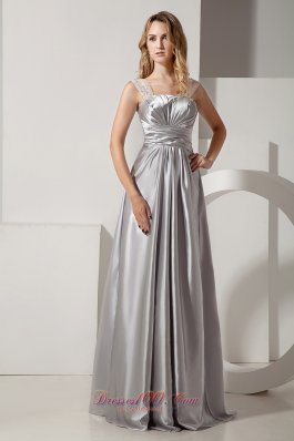 Silver Straps Beaded Prom Dress 2013 Satin Ruching