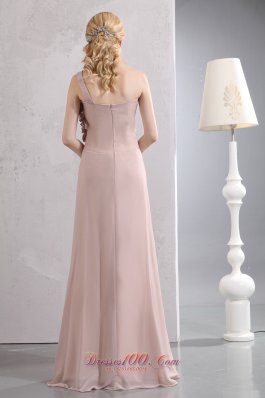 Handmade Floral Pink Chiffon Graduation Dress One Shoulder