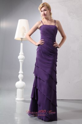 Spaghetti straps Layered Dark Purple Prom Dress