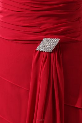 Layered Red Column Mother Of The Bride Dress V-neck