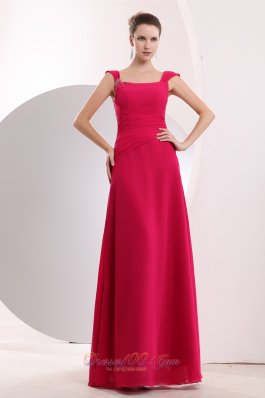 Empire Straps Bridesmaid Dress 2013 Hot Pink Beaded