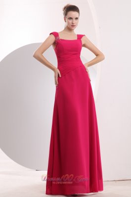 Empire Straps Bridesmaid Dress 2013 Hot Pink Beaded