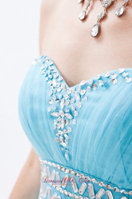 Baby Blue Beading Sweetheart Tulle Prom Gown