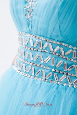 Baby Blue Beading Sweetheart Tulle Prom Gown