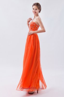 Empire Orange Red Beading Chiffon Prom Graduation Dress