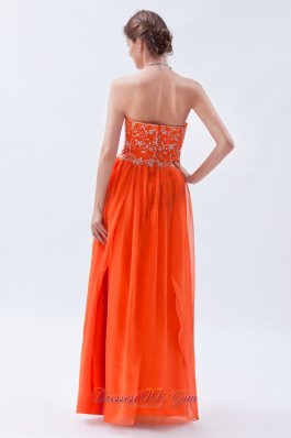 Empire Orange Red Beading Chiffon Prom Graduation Dress