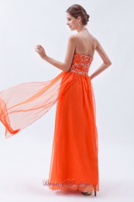 Empire Orange Red Beading Chiffon Prom Graduation Dress