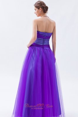 Tulle Beaded Eggplant Purple Prom Holiday Dress A-line Style