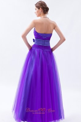 Tulle Beaded Eggplant Purple Prom Holiday Dress A-line Style