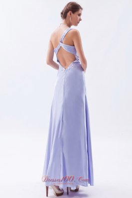 One Shoulder Open Back Beaded Prom Dress Ankle-length