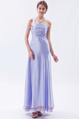 One Shoulder Open Back Beaded Prom Dress Ankle-length