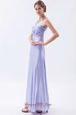 One Shoulder Open Back Beaded Prom Dress Ankle-length