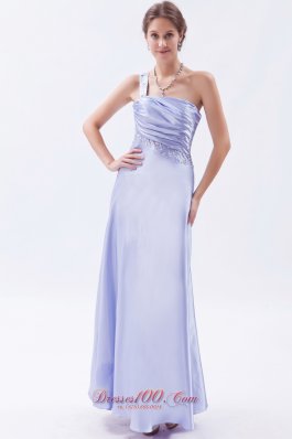 One Shoulder Open Back Beaded Prom Dress Ankle-length