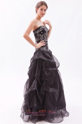 Pick-ups Organza Black Prom Dress Beading Designer