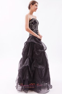 Pick-ups Organza Black Prom Dress Beading Designer