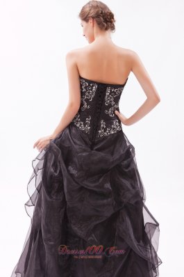 Pick-ups Organza Black Prom Dress Beading Designer