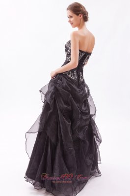 Pick-ups Organza Black Prom Dress Beading Designer