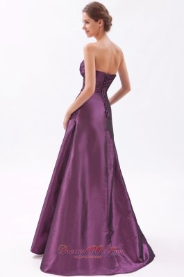 Sexy High Slit Dark Purple Brush Train Prom Dres