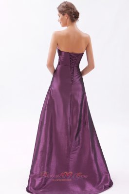 Sexy High Slit Dark Purple Brush Train Prom Dres