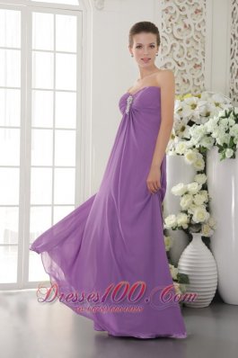 Chiffon Affordable Beaded Lavender Prom Evening Dress