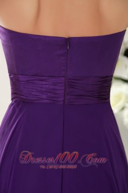 Empire Twirled Beads Prom Evening Gown Eggplant Purple