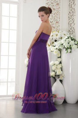 Empire Twirled Beads Prom Evening Gown Eggplant Purple