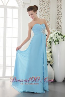 Aqua Blue Prom Graduation Dress with Beading ruch