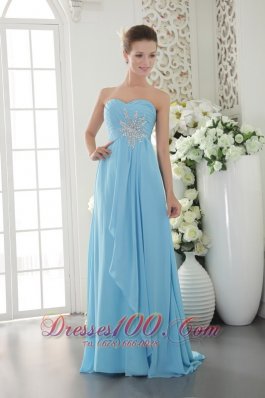 Aqua Blue Prom Graduation Dress with Beading ruch