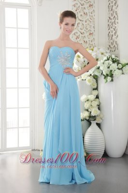 Aqua Blue Prom Graduation Dress with Beading ruch