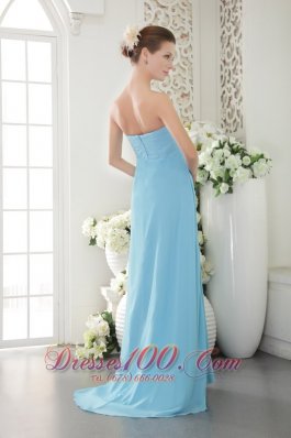 Aqua Blue Prom Graduation Dress with Beading ruch