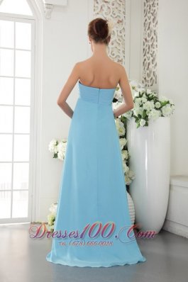 Aqua Blue Prom Graduation Dress with Beading ruch