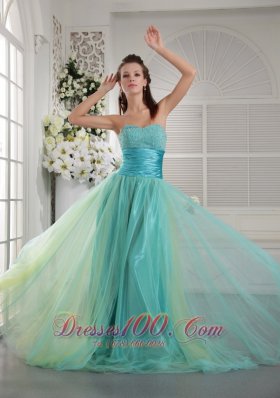 Beading Sweetheart Tulle Two-toned Prom Dress