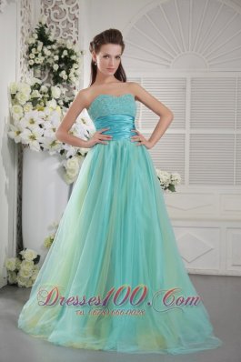 Beading Sweetheart Tulle Two-toned Prom Dress