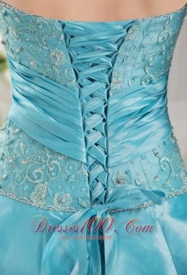 Halter Beaded Pick-ups Prom Gown in Aqua Blue