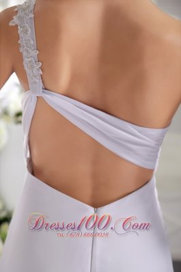 Appliques One Shoulder White Empire Prom Dress