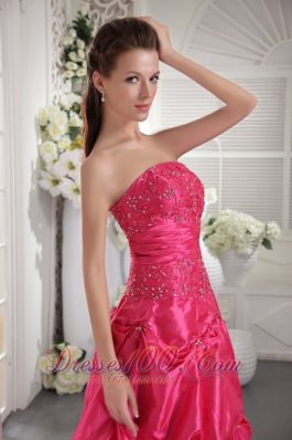 Strapless Fuchsia Prom Evening Dress beaded Corset