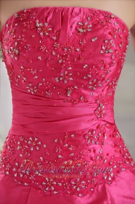 Strapless Fuchsia Prom Evening Dress beaded Corset