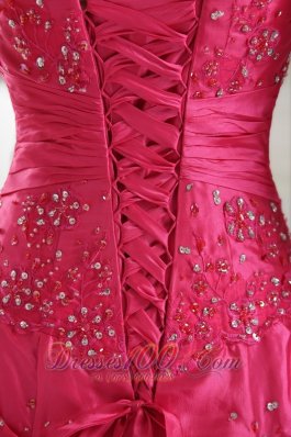 Strapless Fuchsia Prom Evening Dress beaded Corset