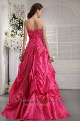 Strapless Fuchsia Prom Evening Dress beaded Corset