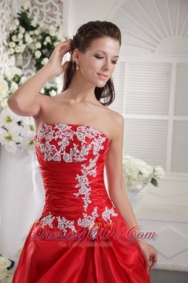 Taffeta Appliques Red Prom Evening Dress 2013