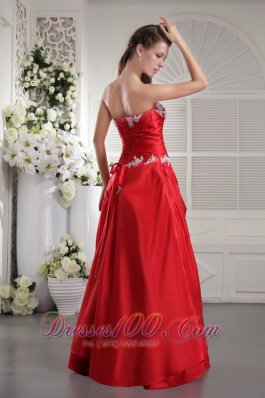 Taffeta Appliques Red Prom Evening Dress 2013