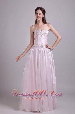 Organza Beaded Prom Homecoming Dress Baby Pink