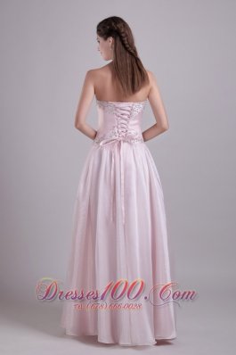 Organza Beaded Prom Homecoming Dress Baby Pink