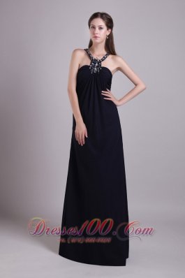 Scoop Black Empire chiffon Beaded Prom Evening Dress