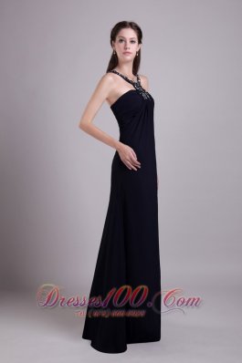 Scoop Black Empire chiffon Beaded Prom Evening Dress