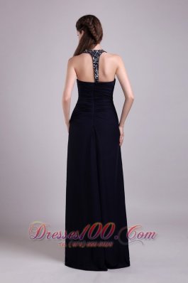 Scoop Black Empire chiffon Beaded Prom Evening Dress