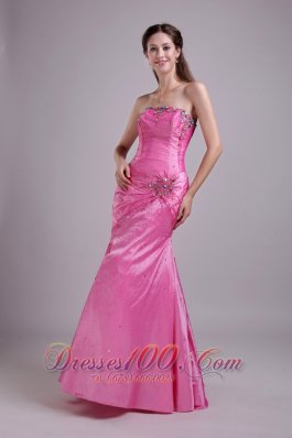 Colorful Rhinestone Taffeta Rose Pink Prom Dress 2013